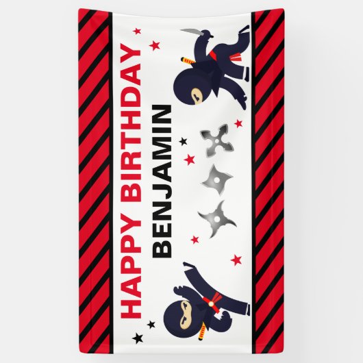 Ninja Warrior Birthday Party Spandoek (Verticaal)