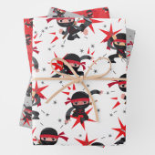 Ninja Warrior Birthday Party Wrapping Paper (In situ)