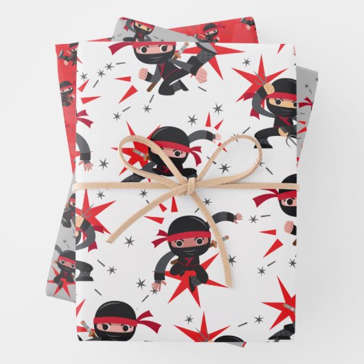 Ninja Warrior Birthday Party Wrapping Paper (In situ)