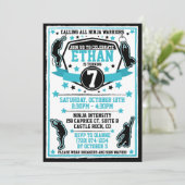 Ninja Warrior Boy Verjaardagsfeestje Zwart & Blauw Kaart (Staand voorkant)