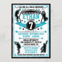 Ninja Warrior Boy Verjaardagsfeestje Zwart & Blauw