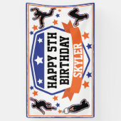 Ninja Warrior Boys Birthday Party Blue & Oranje Spandoek (Verticaal)