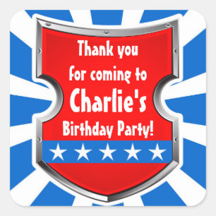 Ninja Warrior Boys Kids Birthday Party Dank u Vierkante Sticker