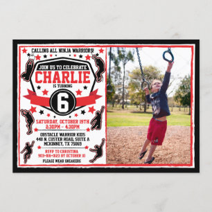 Ninja Warrior Boys Verjaardag Foto Kaart