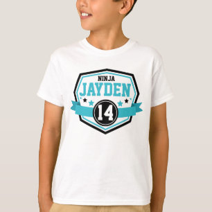 Ninja Warrior Boys Verjaardagsfeest Naam & leeftij T-shirt