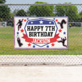 Ninja Warrior Boys Verjaardagsfeestje Blauw & Rood Spandoek (Insitu)