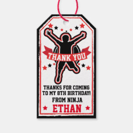 Ninja Warrior Boys Zwart en Rood Dank u Labels Cadeaulabel