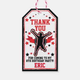 Ninja Warrior Boys Zwart & Rood Verjaardag Cadeaulabel