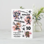 Ninja Warrior Dieren Verjaardagsfeestje Kaart (Staand voorkant)