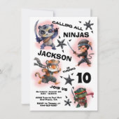 Ninja Warrior Dieren Verjaardagsfeestje Kaart (Voorkant)