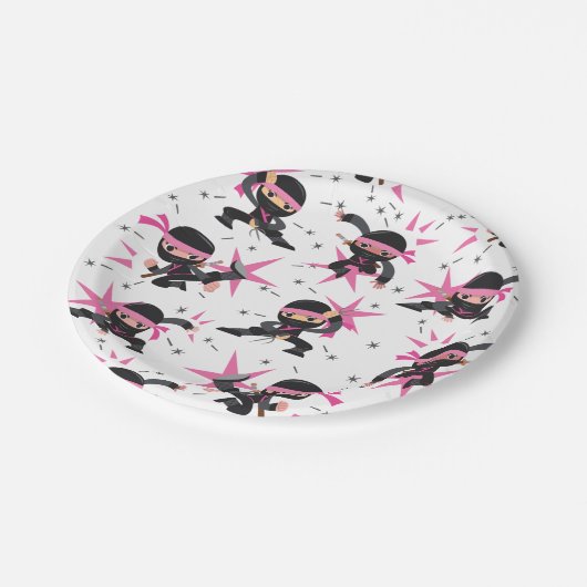 Ninja Warrior Girl Birthday Party Paper Borden Papieren Bordje (Gekanteld)