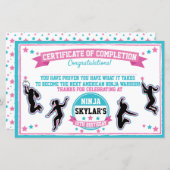 Ninja Warrior Girl Party Certificate of Completion (Voorkant / Achterkant)