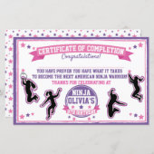 Ninja Warrior Girl Party Certificate of Completion (Voorkant / Achterkant)