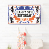 Ninja Warrior Girls Birthday Party Blue & Oranje Spandoek (Insitu)