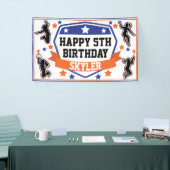 Ninja Warrior Girls Birthday Party Blue & Oranje Spandoek (Beurs)