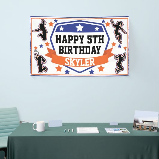 Ninja Warrior Girls Birthday Party Blue & Oranje Spandoek (Beurs)