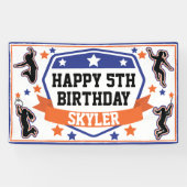 Ninja Warrior Girls Birthday Party Blue & Oranje Spandoek (Horizontaal)