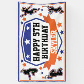 Ninja Warrior Girls Birthday Party Blue & Oranje Spandoek (Verticaal)