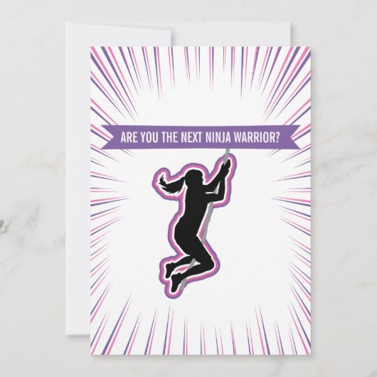 Ninja Warrior Girls Birthday Party Obstacle Course Kaart (Achterkant)