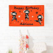 Ninja Warrior Girls Pink Birthday Party Spandoek (Insitu)