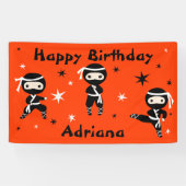 Ninja Warrior Girls Pink Birthday Party Spandoek (Horizontaal)
