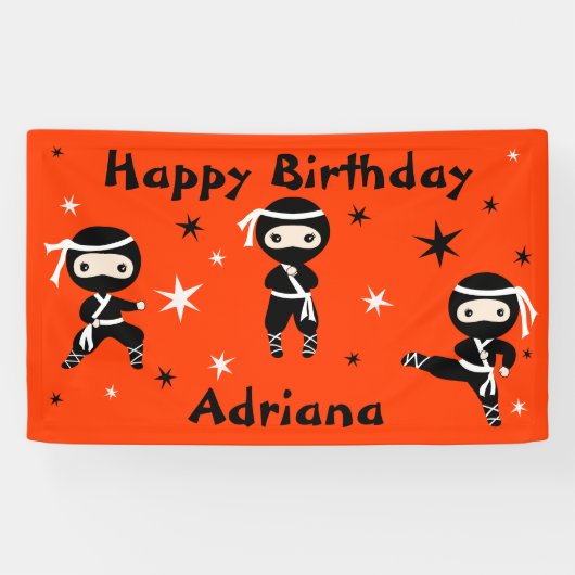 Ninja Warrior Girls Pink Birthday Party Spandoek (Horizontaal)