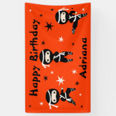 Ninja Warrior Girls Pink Birthday Party Spandoek (Verticaal)
