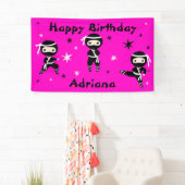 Ninja Warrior Girls Pink Birthday Party Spandoek (Insitu)