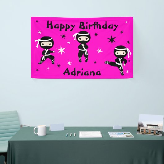 Ninja Warrior Girls Pink Birthday Party Spandoek (Beurs)