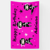 Ninja Warrior Girls Pink Birthday Party Spandoek (Verticaal)