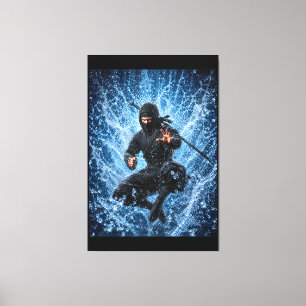Ninja Warrior in Water 40x60 Canvas Afdruk