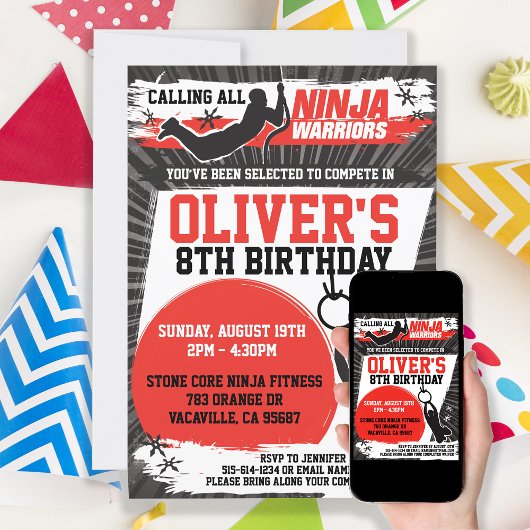 Ninja Warrior Karate Kind Birthday Party Kaart
