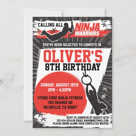 Ninja Warrior Karate Kind Birthday Party Kaart (Voorkant)
