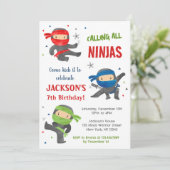 Ninja Warrior Karate Uitnodigingen voor verjaardag (Staand voorkant)