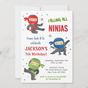 Ninja Warrior Karate Uitnodigingen voor verjaardag