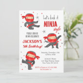 Ninja Warrior Karate Uitnodigingen voor verjaardag (Staand voorkant)
