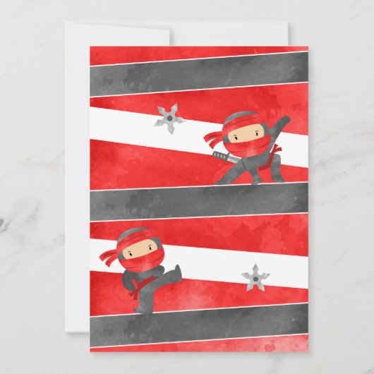 Ninja Warrior Karate Uitnodigingen voor verjaardag (Achterkant)
