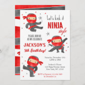 Ninja Warrior Karate Uitnodigingen voor verjaardag (Voorkant / Achterkant)