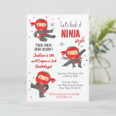 Ninja Warrior Karate Uitnodigingen voor verjaardag (Staand voorkant)