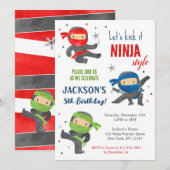 Ninja Warrior Karate Uitnodigingen voor verjaardag (Voorkant / Achterkant)