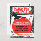 Ninja Warrior Karate Verjaardag Bedankt Briefkaart (Voorkant / Achterkant)