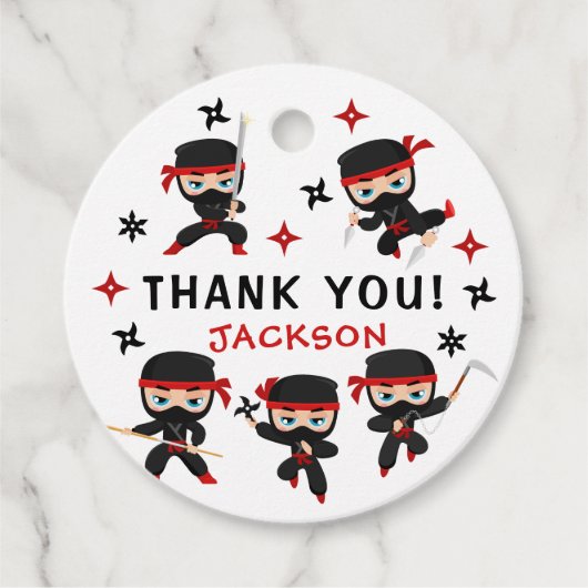 Ninja Warrior Karate Verjaardag Jongen dank u Bedankjes Labels (Voorkant)