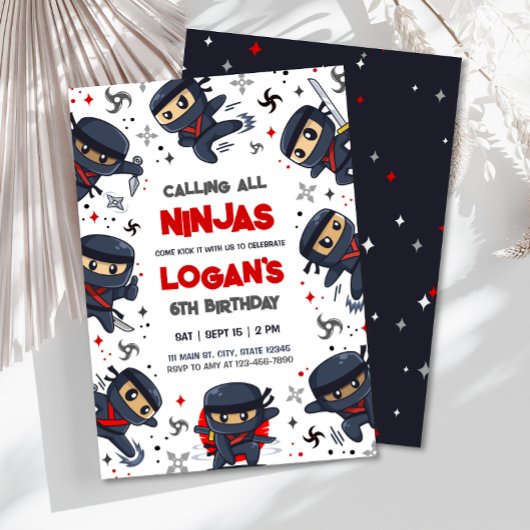 Ninja Warrior Karate Verjaardag uitnodiging