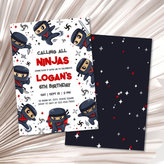 Ninja Warrior Karate Verjaardag uitnodiging