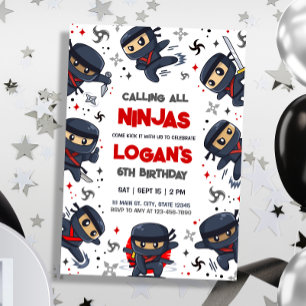 Ninja Warrior Karate Verjaardag uitnodiging