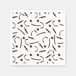 Ninja Warrior Kids Birthday Party Black and White Servet