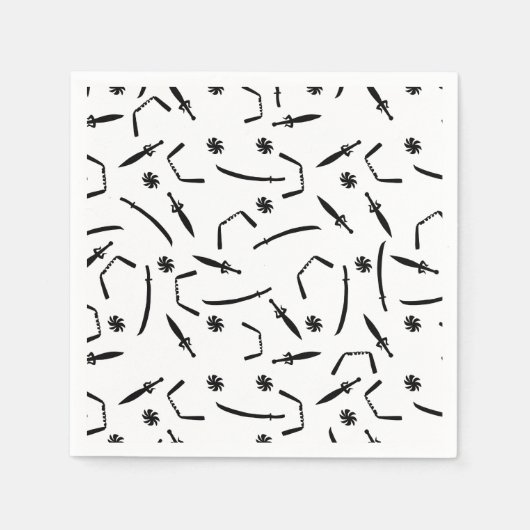 Ninja Warrior Kids Birthday Party Black and White Servet (Voorkant)