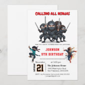 Ninja Warrior Kids Birthday Party Kaart (Voorkant / Achterkant)