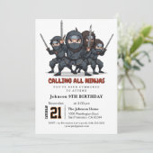 Ninja Warrior Kids Birthday Party Kaart (Staand voorkant)