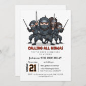 Ninja Warrior Kids Birthday Party Kaart (Voorkant / Achterkant)